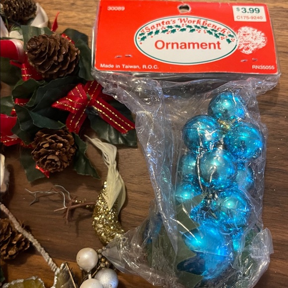 Assortment of Vintage Christmas candle rings, corsages, ornaments, and decor - Picture 8 of 8